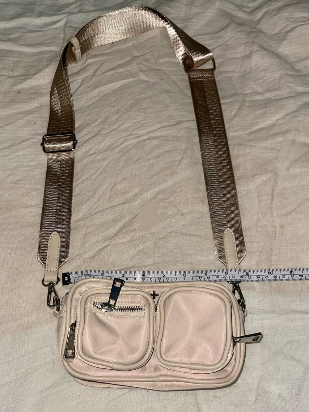 Peta + Jain Blush Beige Crossbody Belt Bag with Adjustable Strap